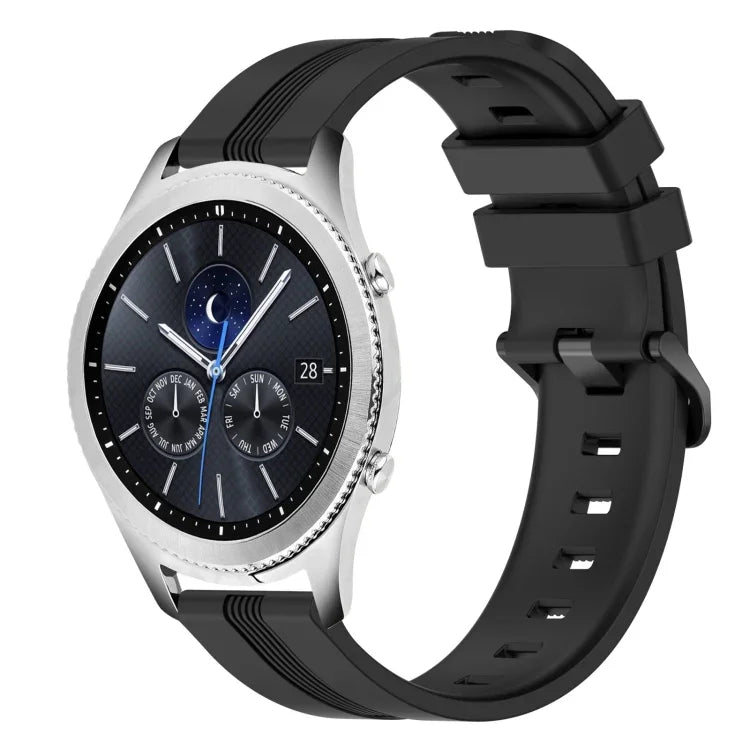 22 mm konkaves, gestreiftes Silikon-Uhrenarmband, für Samsung Galaxy Watch3 45 mm, Samsung Galaxy Watch 46 mm, Samsung Gear S3 Classic, Samsung Gear S3 Frontier