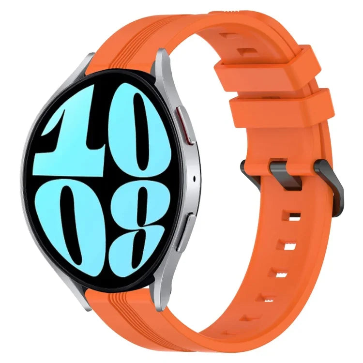 20 mm breites, konkaves, gestreiftes Silikon-Uhrenarmband, passend für Samsung Galaxy Watch 6 (40 mm) und Samsung Galaxy Watch 6 Classic (43 mm).