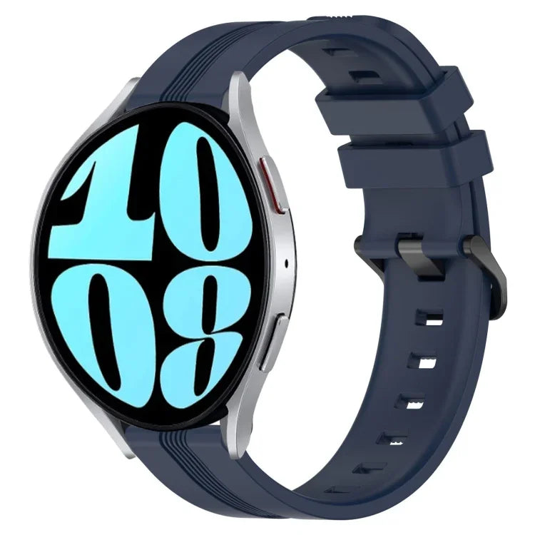 20 mm breites, konkaves, gestreiftes Silikon-Uhrenarmband, passend für Samsung Galaxy Watch 6 (40 mm) und Samsung Galaxy Watch 6 Classic (43 mm).