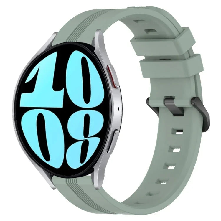 20 mm breites, konkaves, gestreiftes Silikon-Uhrenarmband, passend für Samsung Galaxy Watch 6 (40 mm) und Samsung Galaxy Watch 6 Classic (43 mm).