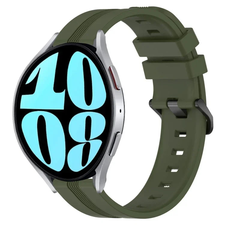 20 mm breites, konkaves, gestreiftes Silikon-Uhrenarmband, passend für Samsung Galaxy Watch 6 (40 mm) und Samsung Galaxy Watch 6 Classic (43 mm).