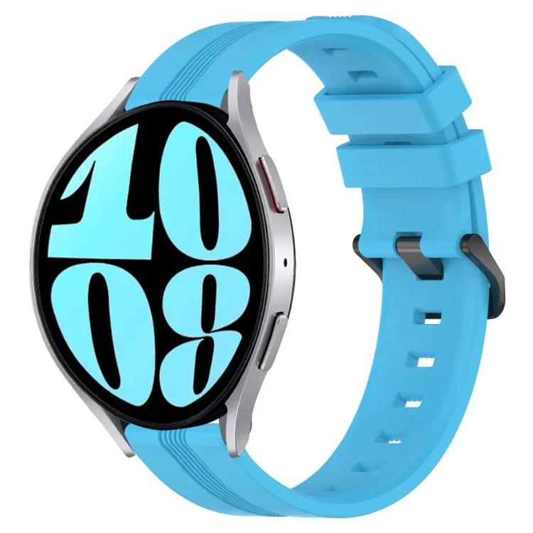 20 mm breites, konkaves, gestreiftes Silikon-Uhrenarmband, passend für Samsung Galaxy Watch 6 (40 mm) und Samsung Galaxy Watch 6 Classic (43 mm).