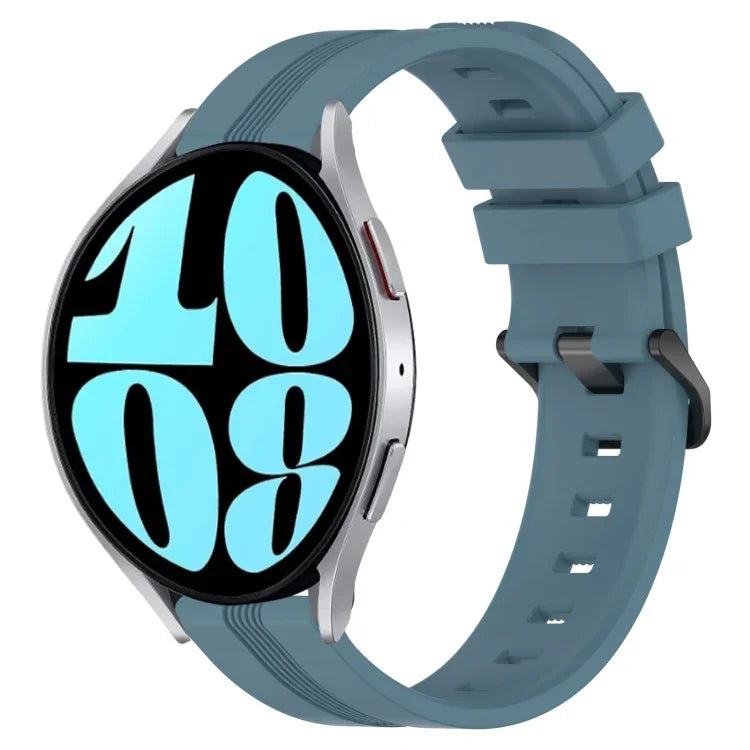 20 mm breites, konkaves, gestreiftes Silikon-Uhrenarmband, passend für Samsung Galaxy Watch 6 (40 mm) und Samsung Galaxy Watch 6 Classic (43 mm).