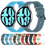 20 mm breites, konkaves, gestreiftes Silikon-Uhrenarmband, passend für Samsung Galaxy Watch 6 (40 mm) und Samsung Galaxy Watch 6 Classic (43 mm).