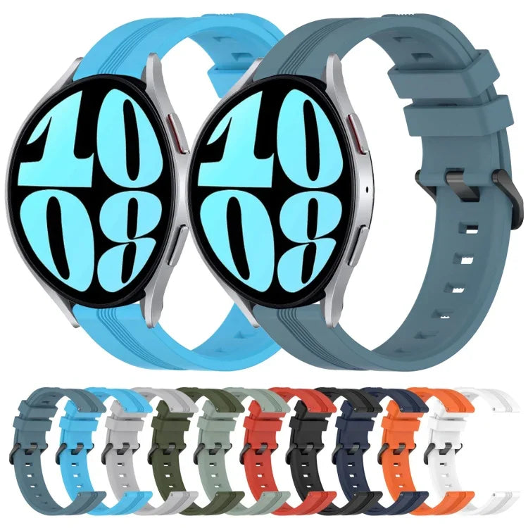 20 mm breites, konkaves, gestreiftes Silikon-Uhrenarmband, passend für Samsung Galaxy Watch 6 (40 mm) und Samsung Galaxy Watch 6 Classic (43 mm).