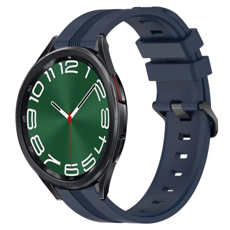 20 mm breites, konkaves, gestreiftes Silikon-Uhrenarmband, passend für Samsung Galaxy Watch 6 (40 mm) und Samsung Galaxy Watch 6 Classic (43 mm).