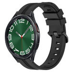20 mm breites, konkaves, gestreiftes Silikon-Uhrenarmband, passend für Samsung Galaxy Watch 6 (40 mm) und Samsung Galaxy Watch 6 Classic (43 mm).