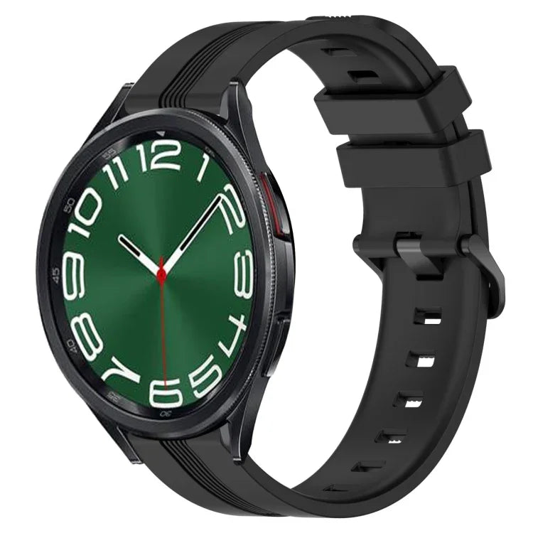 20 mm breites, konkaves, gestreiftes Silikon-Uhrenarmband, passend für Samsung Galaxy Watch 6 (40 mm) und Samsung Galaxy Watch 6 Classic (43 mm).