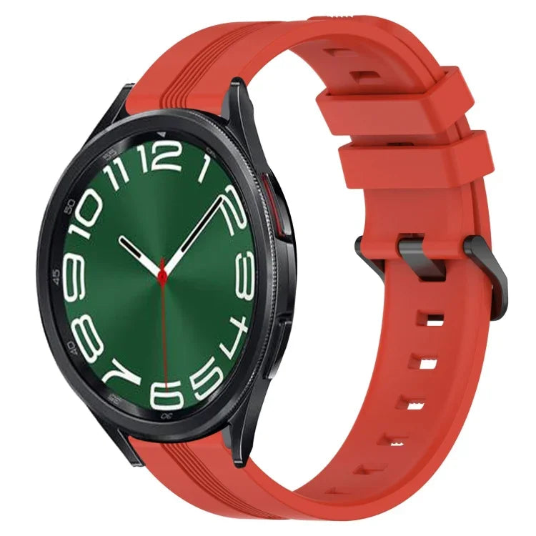 20 mm breites, konkaves, gestreiftes Silikon-Uhrenarmband, passend für Samsung Galaxy Watch 6 (40 mm) und Samsung Galaxy Watch 6 Classic (43 mm).