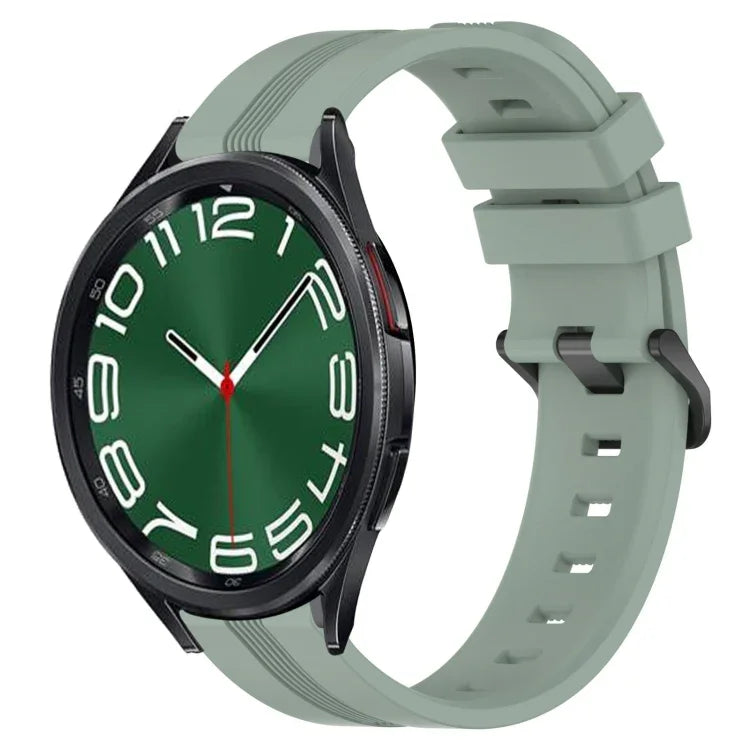 20 mm breites, konkaves, gestreiftes Silikon-Uhrenarmband, passend für Samsung Galaxy Watch 6 (40 mm) und Samsung Galaxy Watch 6 Classic (43 mm).
