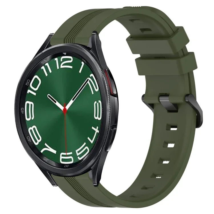 20 mm breites, konkaves, gestreiftes Silikon-Uhrenarmband, passend für Samsung Galaxy Watch 6 (40 mm) und Samsung Galaxy Watch 6 Classic (43 mm).