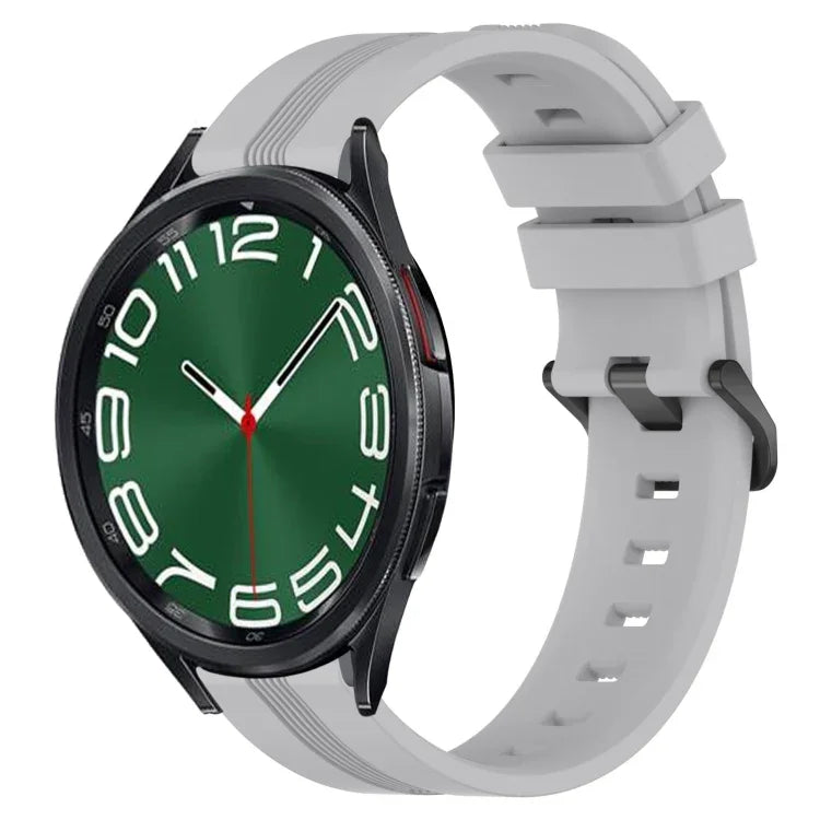 20 mm breites, konkaves, gestreiftes Silikon-Uhrenarmband, passend für Samsung Galaxy Watch 6 (40 mm) und Samsung Galaxy Watch 6 Classic (43 mm).