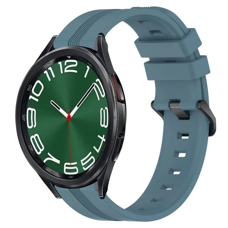 20 mm breites, konkaves, gestreiftes Silikon-Uhrenarmband, passend für Samsung Galaxy Watch 6 (40 mm) und Samsung Galaxy Watch 6 Classic (43 mm).