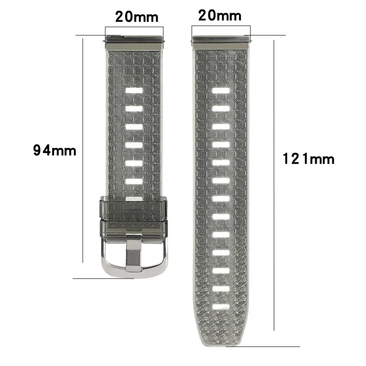 20 mm transparentes, glänzendes Diamant-TPU-Uhrenarmband