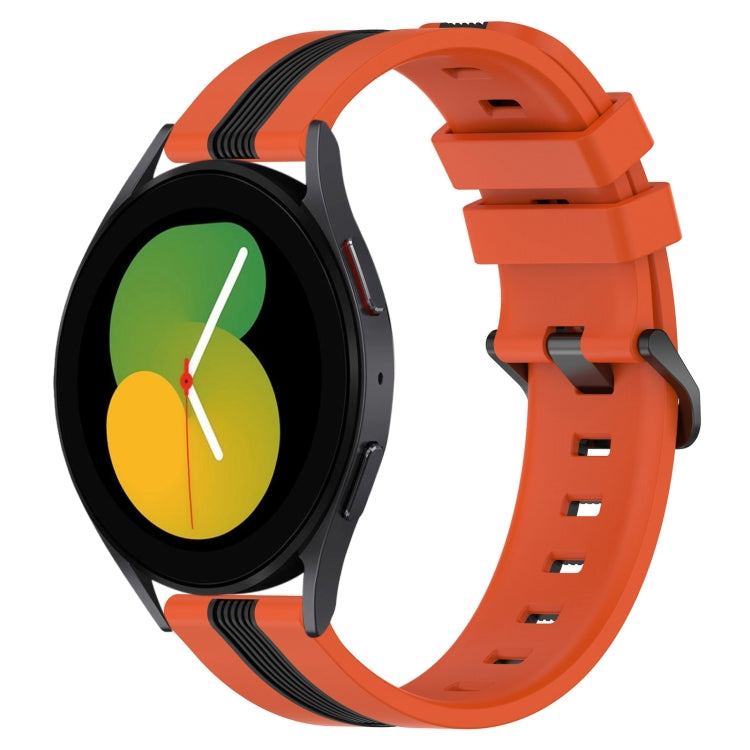 20mm Vertikales Zweifarbiges Silikon-Uhrenarmband, Für Samsung Galaxy Watch5 44mm, Für Samsung Galaxy Watch 6 Classic 47mm, Für Samsung Galaxy Watch5 40mm, Für Samsung Galaxy Watch5 Pro 45mm