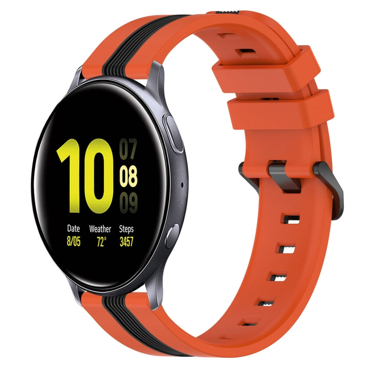 20 mm vertikales zweifarbiges Silikonarmband, für Samsung Galaxy Watch Active2 40mm, für Samsung Galaxy Watch Active2 44mm, für Samsung Galaxy Watch 42mm, für Samsung Galaxy Watch 6 44mm