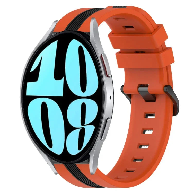 20 mm breites, vertikales, zweifarbiges Silikon-Uhrenarmband, passend für Samsung Galaxy Watch 6 (40 mm) und Samsung Galaxy Watch 6 Classic (43 mm).