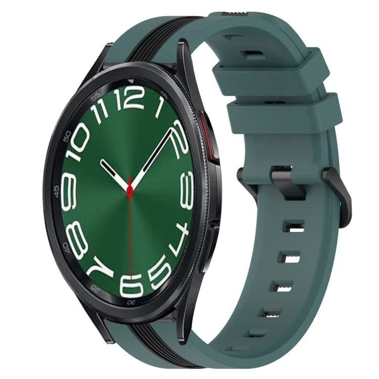 20mm Vertical Two-Color Silicone Watch Band, For Samsung Galaxy Watch 6 40mm, For Samsung Galaxy Watch 6 Classic 43mm