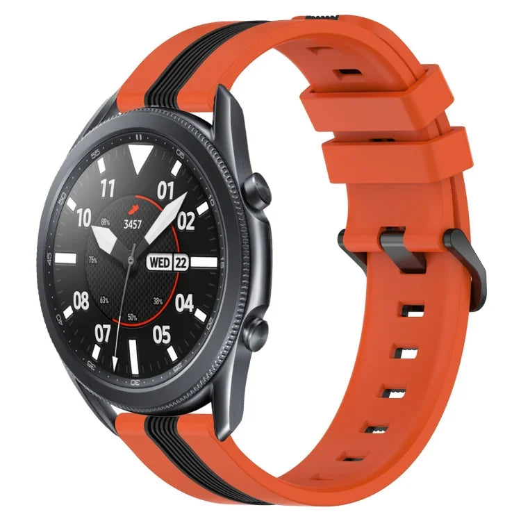 22 mm breites, vertikales, zweifarbiges Silikon-Uhrenarmband, passend für Samsung Galaxy Watch3 (45 mm), Samsung Galaxy Watch (46 mm), Samsung Gear S3 Classic und Samsung Gear S3 Frontier.