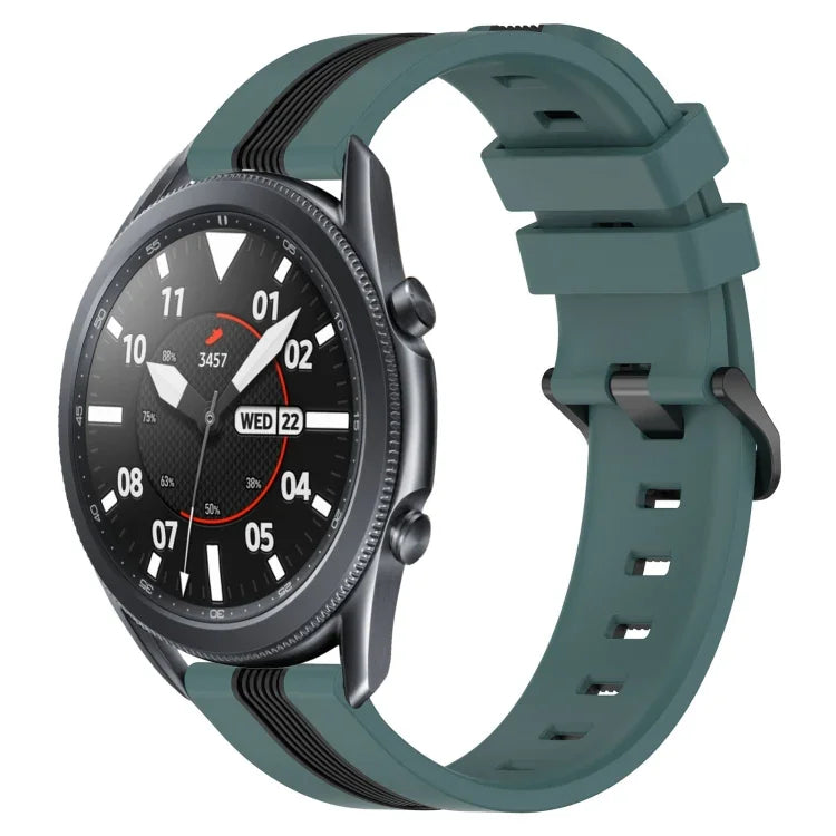 22mm Vertical Two-Color Silicone Watch Band, For Samsung Galaxy Watch3 45mm, For Samsung Galaxy Watch 46mm, For Samsung Gear S3 Classic, For Samsung Gear S3 Frontier