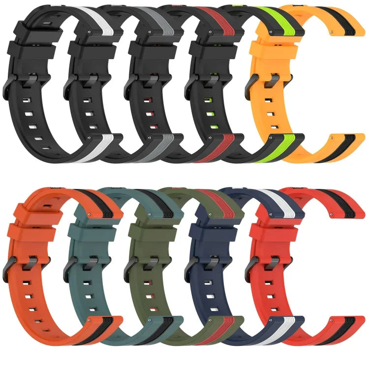 22mm Vertical Two-Color Silicone Watch Band, For Samsung Galaxy Watch3 45mm, For Samsung Galaxy Watch 46mm, For Samsung Gear S3 Classic, For Samsung Gear S3 Frontier