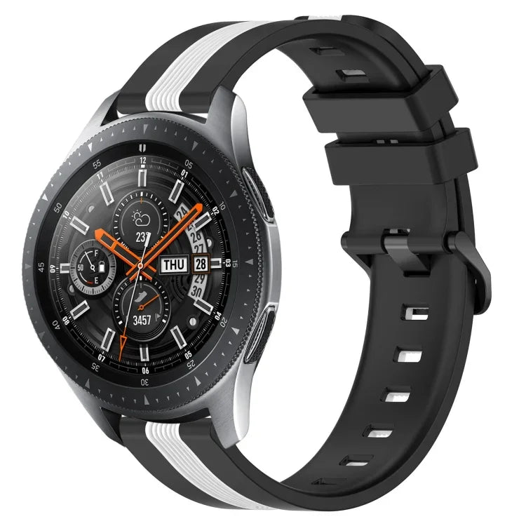 22mm Vertical Two-Color Silicone Watch Band, For Samsung Galaxy Watch3 45mm, For Samsung Galaxy Watch 46mm, For Samsung Gear S3 Classic, For Samsung Gear S3 Frontier