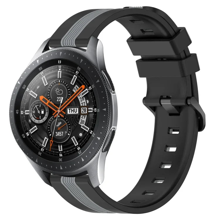 22mm Vertical Two-Color Silicone Watch Band, For Samsung Galaxy Watch3 45mm, For Samsung Galaxy Watch 46mm, For Samsung Gear S3 Classic, For Samsung Gear S3 Frontier