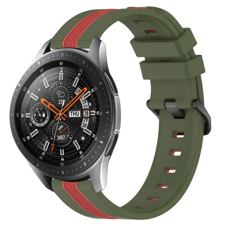 22mm Vertical Two-Color Silicone Watch Band, For Samsung Galaxy Watch3 45mm, For Samsung Galaxy Watch 46mm, For Samsung Gear S3 Classic, For Samsung Gear S3 Frontier