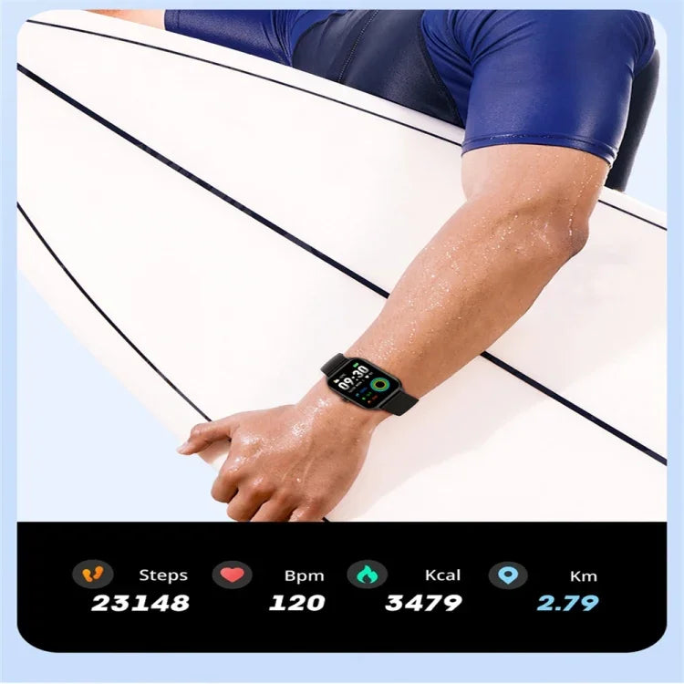 P58 Smartwatch mit 1,96 Zoll Farbbildschirm und Unterstützung für Herzfrequenz- und Blutdruckmessung