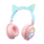 KE28 RGB Niedliche Katzenohren Bluetooth Kabelloses Musik-Headset mit abnehmbarem Mikrofon