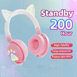 KE28 RGB Niedliche Katzenohren Bluetooth Kabelloses Musik-Headset mit abnehmbarem Mikrofon