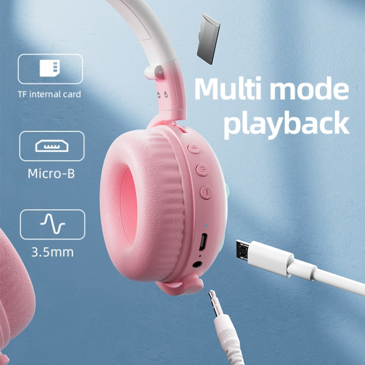KE28 RGB Niedliche Katzenohren Bluetooth Kabelloses Musik-Headset mit abnehmbarem Mikrofon