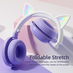 KE28 RGB Niedliche Katzenohren Bluetooth Kabelloses Musik-Headset mit abnehmbarem Mikrofon