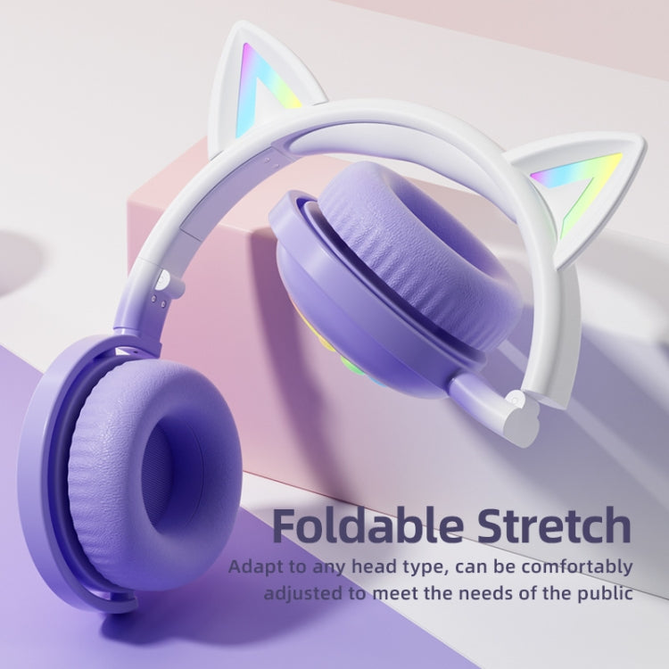 KE28 RGB Niedliche Katzenohren Bluetooth Kabelloses Musik-Headset mit abnehmbarem Mikrofon