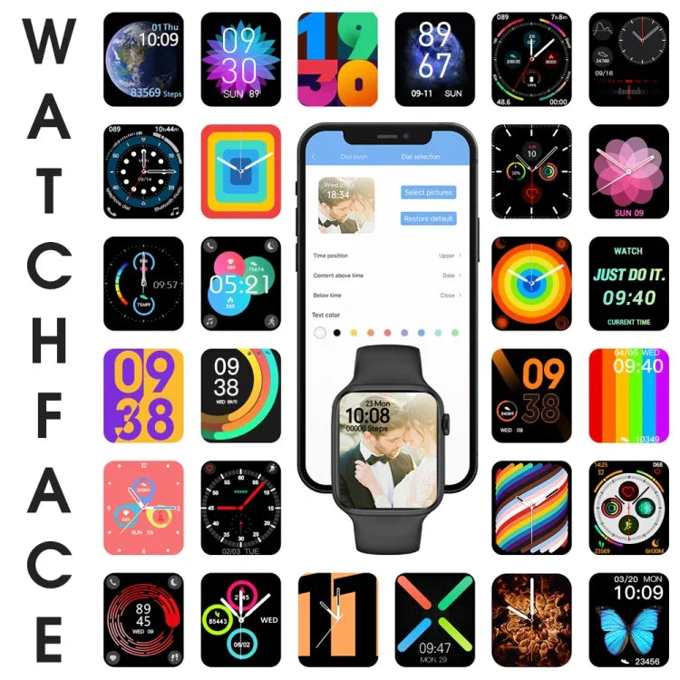 W38 Smartwatch mit 1,9-Zoll-Farbbildschirm, unterstützt Herzfrequenz- und Blutdruckmessung