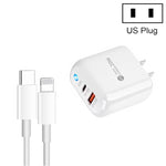 PD04 Typ-C + USB Handy-Ladegerät mit Typ-C zu 8 Pin Kabel, US Stecker, US Stecker + Typ-C zu 8 Pin Kabel