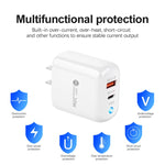 PD04 Typ-C + USB Handy-Ladegerät mit Typ-C zu 8 Pin Kabel, US Stecker, US Stecker + Typ-C zu 8 Pin Kabel