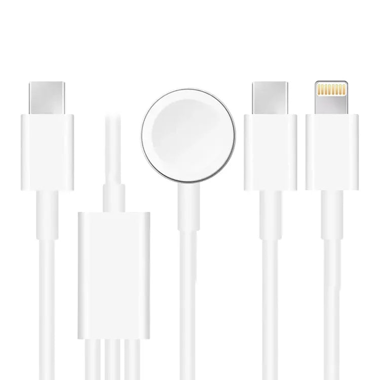 Für Apple Watch Series &amp; iPhone mit Dual-Typ-C-Anschluss, 3-in-1-USB-Magnetladekabel, 1,2 m (4 Fuß), DS-XB020