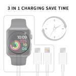 Für Apple Watch Series &amp; iPhone mit Dual-Typ-C-Anschluss, 3-in-1-USB-Magnetladekabel, 1,2 m (4 Fuß), DS-XB020