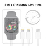 3-in-1-Magnetladekabel Typ-C, 1,2 m (4 Fuß), für Apple Watch Series und iPhone, DS-XB019