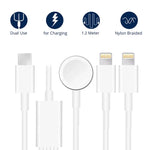 3-in-1-Magnetladekabel Typ-C, 1,2 m (4 Fuß), für Apple Watch Series und iPhone, DS-XB019