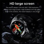 E420 Smartwatch mit 1,39-Zoll-Farbdisplay, Lederarmband, unterstützt Herzfrequenz- und Blutdruckmessung