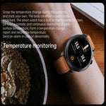 E420 Smartwatch mit 1,39-Zoll-Farbdisplay, Lederarmband, unterstützt Herzfrequenz- und Blutdruckmessung