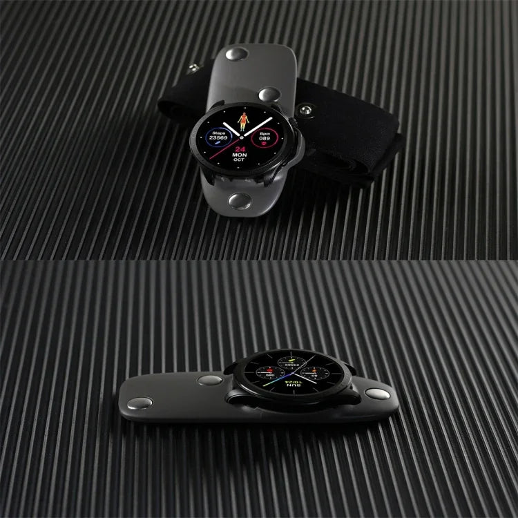 E420 Smartwatch mit 1,39-Zoll-Farbdisplay, Lederarmband, unterstützt Herzfrequenz- und Blutdruckmessung