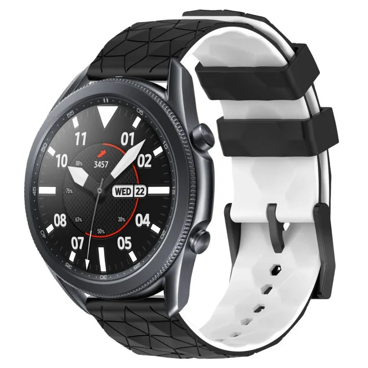 22 mm breites Silikonarmband mit Fußballmuster in zwei Farben, passend für Samsung Galaxy Watch3 (45 mm), Samsung Galaxy Watch (46 mm), Samsung Gear S3 Classic und Samsung Gear S3 Frontier.
