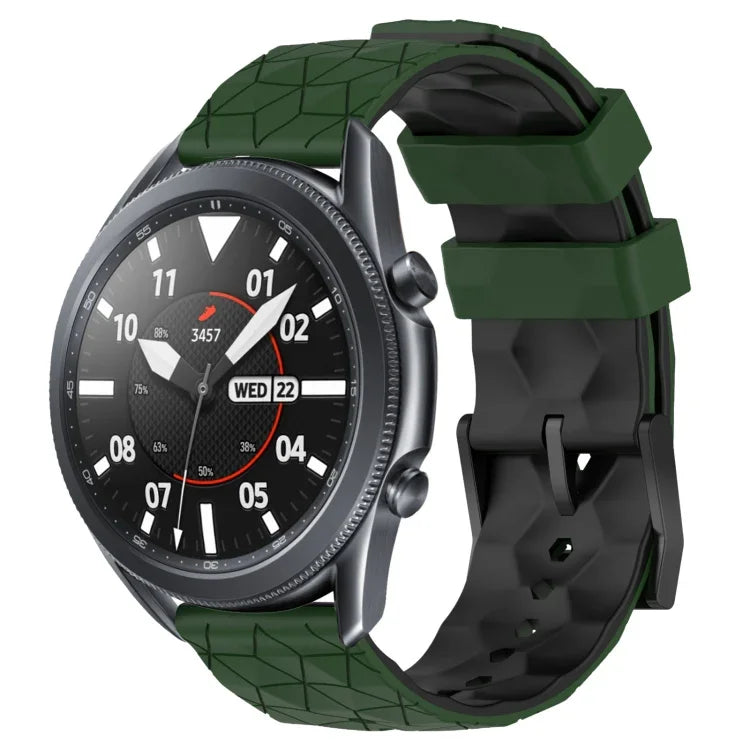 22 mm breites Silikonarmband mit Fußballmuster in zwei Farben, passend für Samsung Galaxy Watch3 (45 mm), Samsung Galaxy Watch (46 mm), Samsung Gear S3 Classic und Samsung Gear S3 Frontier.