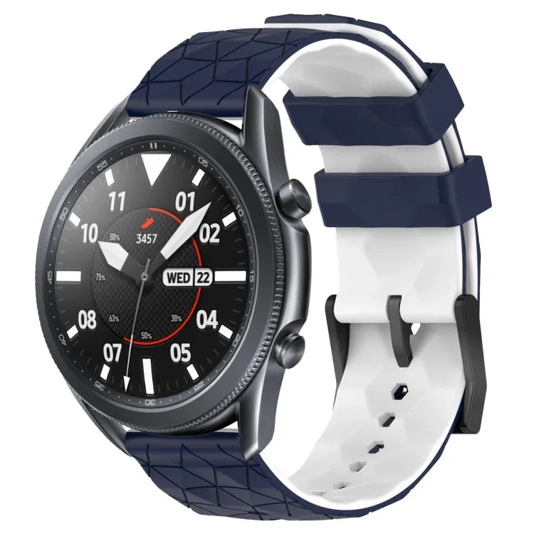 22 mm breites Silikonarmband mit Fußballmuster in zwei Farben, passend für Samsung Galaxy Watch3 (45 mm), Samsung Galaxy Watch (46 mm), Samsung Gear S3 Classic und Samsung Gear S3 Frontier.