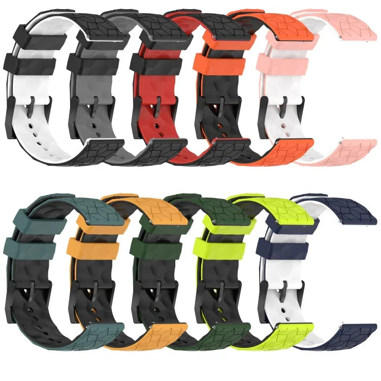 22 mm breites Silikonarmband mit Fußballmuster in zwei Farben, passend für Samsung Galaxy Watch3 (45 mm), Samsung Galaxy Watch (46 mm), Samsung Gear S3 Classic und Samsung Gear S3 Frontier.