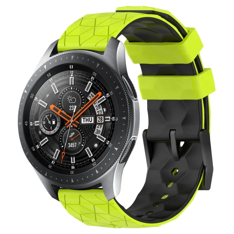 22 mm breites Silikonarmband mit Fußballmuster in zwei Farben, passend für Samsung Galaxy Watch3 (45 mm), Samsung Galaxy Watch (46 mm), Samsung Gear S3 Classic und Samsung Gear S3 Frontier.