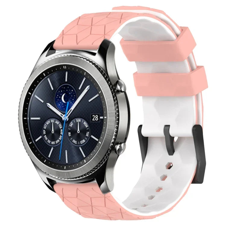 22 mm breites Silikonarmband mit Fußballmuster in zwei Farben, passend für Samsung Galaxy Watch3 (45 mm), Samsung Galaxy Watch (46 mm), Samsung Gear S3 Classic und Samsung Gear S3 Frontier.